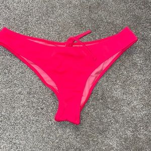 Victoria's Secret PINK Bright Pink/Coral  Adjustable Cheeky Bikini Bottom S